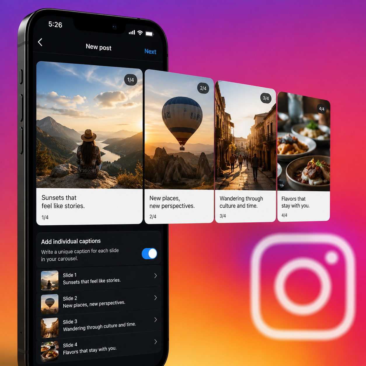 Instagram Adds Carousel Captions