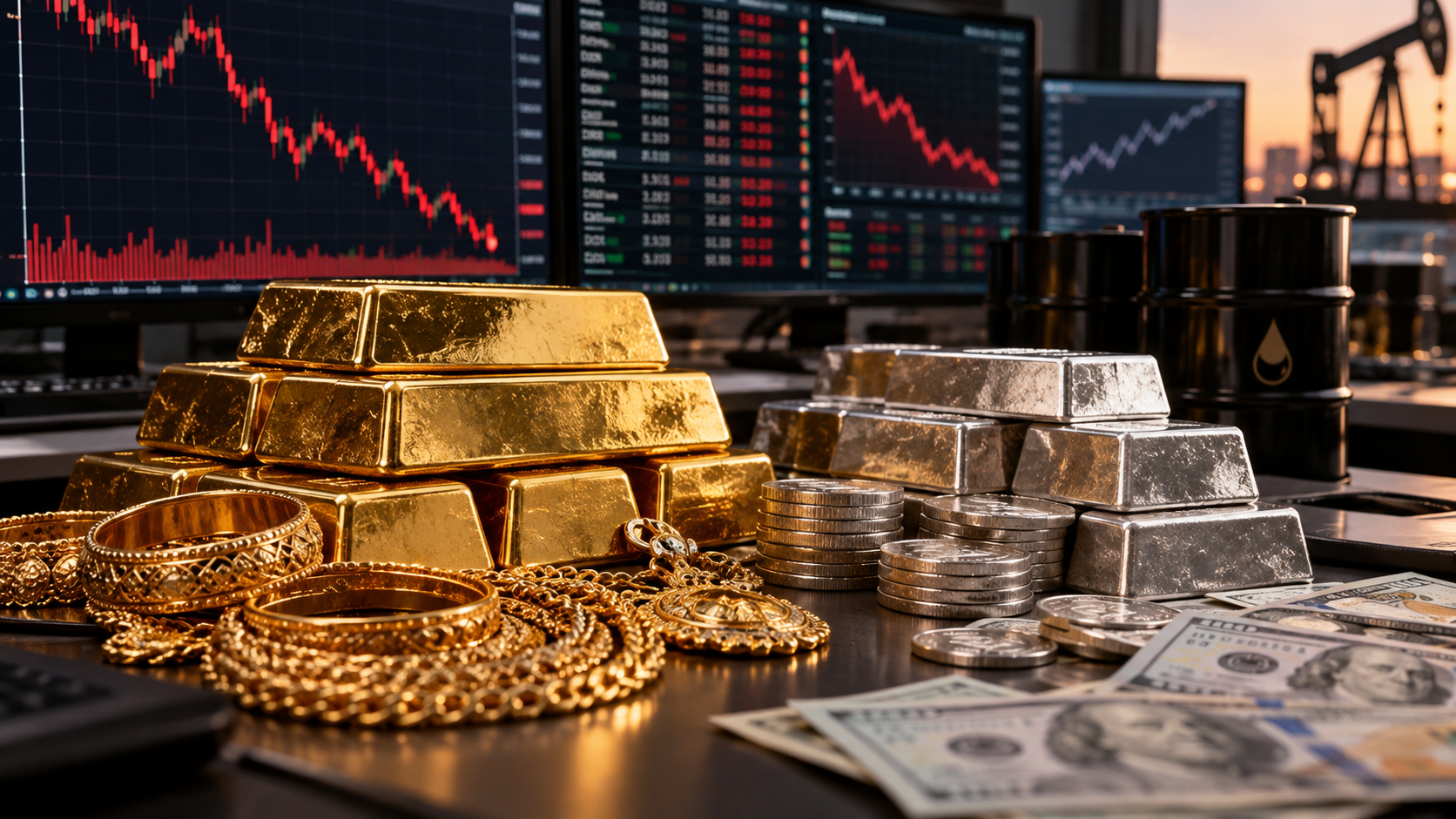 Gold, Silver Fall for Third Straight Session as Dollar and Oil Prices Rise