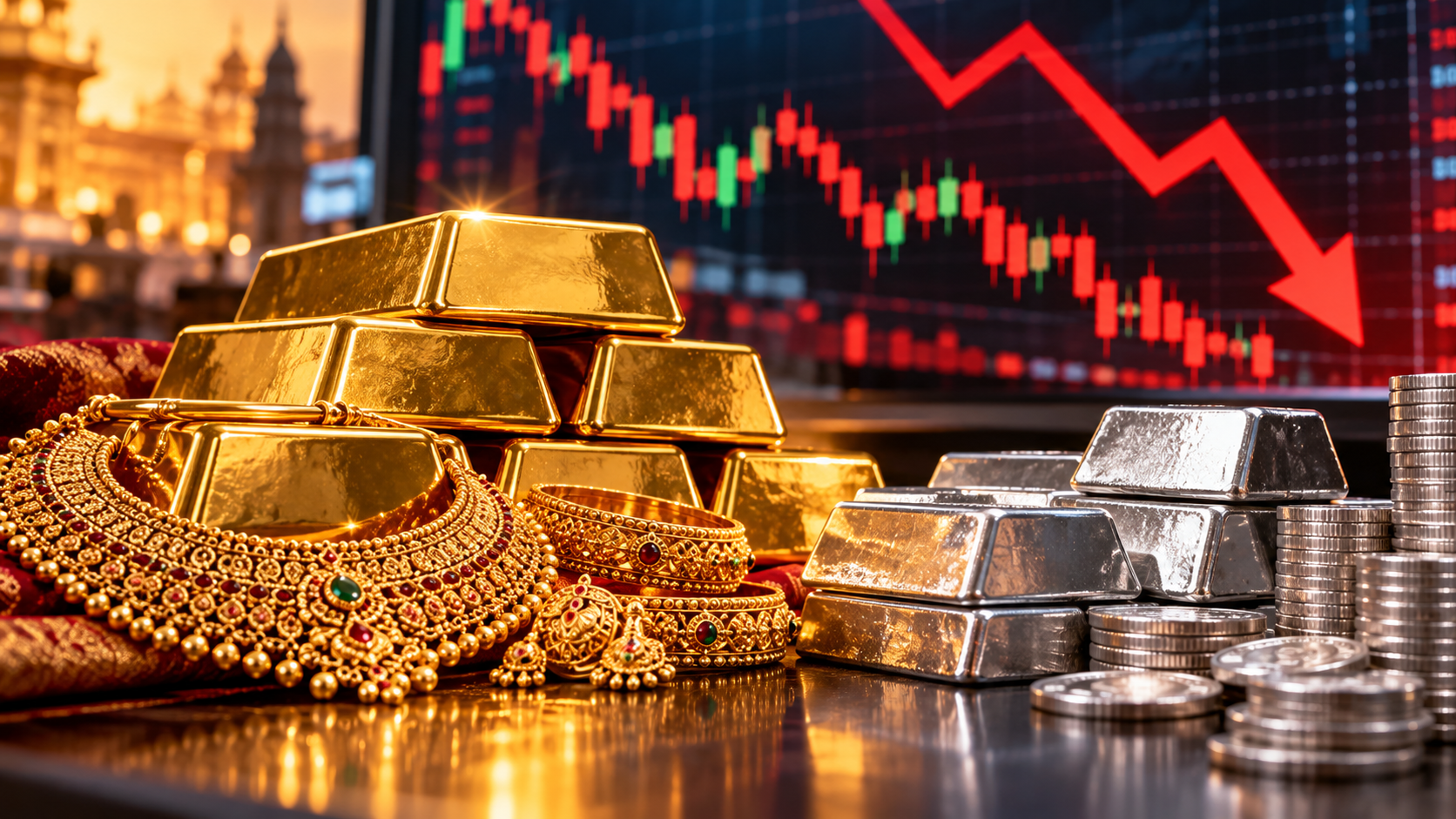Gold Falls 1.2% to ₹1.44 Lakh Per 10 Grams, Silver Drops 0.9%